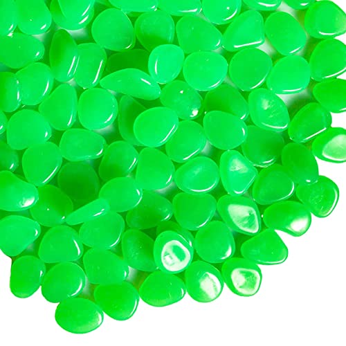 Oubest Glow in The Dark Pebbles/Glow Stones/Glowing Rocks Green Decor for Garden/Fish Tank/Aquarium/Walkway/Driveway/Plant Pots/Bonsai (200, Green) - color: Green