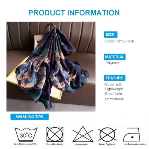 Xyueanlo Scarfs for Women Lightweight Scarves Fashion Print Floral Pattern Head Scarf Wraps Shawls - color: Flower Purple