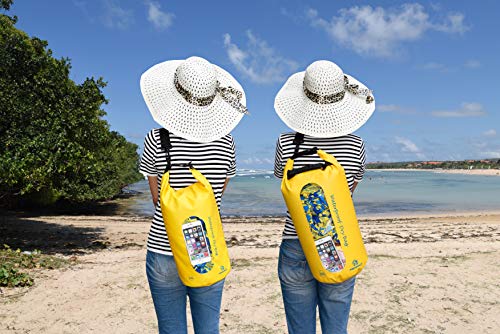 Freegrace Waterproof Dry Bag Set of 3 - Submersible Dry Sack with Double Zip Lock Seals - Includes Waist Pouch & Phone Case - Perfect for Kayaking, Swimming, Boating & Rafting (Yellow(Window), 10L) - color: Yellow, size: 10L, style: Window