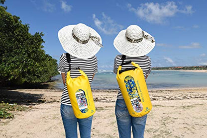 Freegrace Waterproof Dry Bag Set of 3 - Submersible Dry Sack with Double Zip Lock Seals - Includes Waist Pouch & Phone Case - Perfect for Kayaking, Swimming, Boating & Rafting (Yellow(Window), 20L) - color: Yellow, size: 20L, style: Window