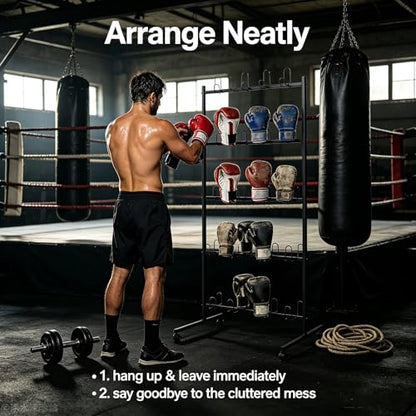20 Pairs Boxing Gloves Drying Rack, 28.74x23.62x72.05in Freestanding Boxing Glove Storage Stand with 4 Wheels, Metal Boxing Gloves Storage Display Rack with Hooks, Pre-drilled Holes - color: Black