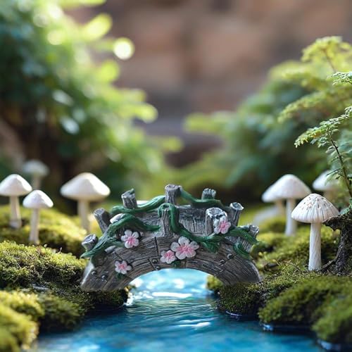 MUAMAX Fairy Garden Bridge Mini Bridge for Fairy Garden Flower Bridge Resin Arched Artificial Little Bridge Micro Landscape Bridge for Dollhouse Ornaments Fairy Garden Accessories