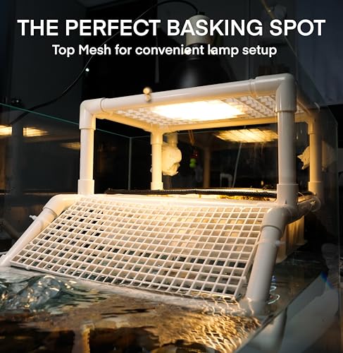 Hanging Turtle Basking Platform, 2-in-1 Turtle Dock for Basking and Laying Eggs with DIY PVC Pipes and Nesting Box, 9.5" Width Resting Area, Ramp for Reptile Frog Terrapin - size: S-9.5"