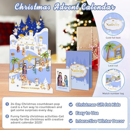 WhatSign Christmas Religious Advent Calendar 2025 - Christmas Nativity Scene Countdown Calendar 24 Days Christian Countdown for Women Kids Adult Teen Girls - color: Nativity