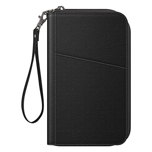 FINTIE Family Passport Holder Wallet Travel Document Organizer Clutch Bag - color: Black