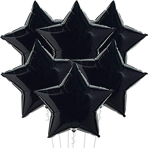 KatchOn, Black Star Balloons - 18 Inch, Pack of 6 | Black Mylar Balloons for Black Party Decor | Graduation Balloons, Black Star Foil Balloons | Black Star Ballons for Graduation Decorations 2025 - color: Black