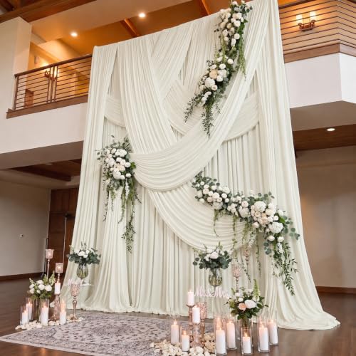 40ftx15ft Ivory Backdrop Curtains for Parties, Wrinkle Free Polyester Ivory Photo Backdrop Drapes 8 Panels 15 ft Long Back Drop Cloth Drapey for Wedding Birthday Photography Background Curtain - color: Ivory, size: 5ft(W)x15ft(H)_8 Panels