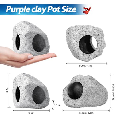 CousDUoBe 10Pcs Aquarium Hideaway Rock Cave Fish Tank Decorations quarium,Betta Toys Hideout Stones House,Safe and Non-Toxic Ceramic Fish Tank Ornaments