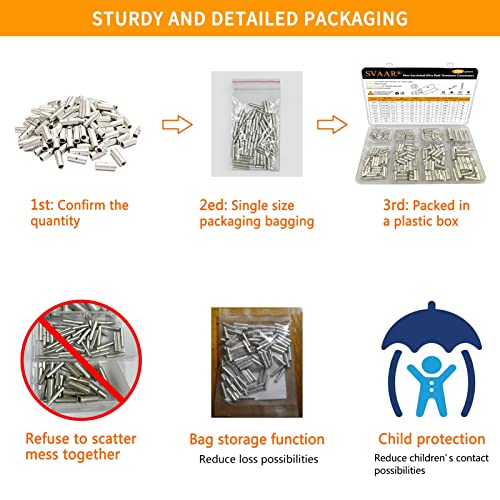 380pcs Non/Un Insulated Butt Connectors Wire Butt Splice 26-6 Gauge | SVAAR Heavy Duty Tinned Copper High Conductivity Marine Grade Seamless Barrel Crimp Splice Terminals Automotive,Marine,DIY - color: Non-Insulated Splice - Tinned Copper