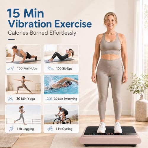 Natini Vibration Plate Exercise Machine - Power Vibrating Plate for Lymphatic Drainage,Whole Body Workout Machine for Women Weight Loss Home Fitness, - style: BT-Pink