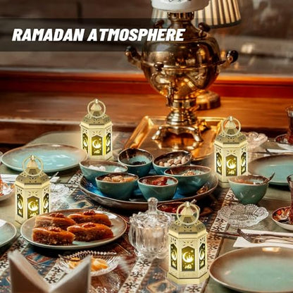 12pcs Gold Ramadan Lantern Lights, Ramadan Decorations, Mini EID Mubarak Candle Lanterns，Ramadan Decorations for Home, Table, wall رمضان للزينة ومصباح رمضان للزينة