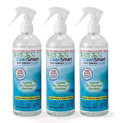 CleanSmart Daily Surface Spray Disinfectant, Kills 99.9% of Viruses, Bacteria, Mold & Fungus, 16 oz Bottle (Pack of 3) - size: 16 Fl Oz (Pack of 3)