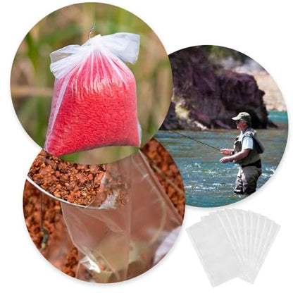 100 Pcs Water Soluble Baits Bag Carp Baits Fishing Bag PVA Carp Fishing Bag for Solid Bait Carp Fishing (7 * 15CM)