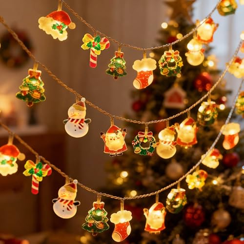 Christmas String Lights,10FT 20LED New Year Lights USB & Battery Operated (Not Included) 2026 Cute Christmas Fairy Lights, 2 Flashing Modes for Christmas Tree Decor Indoor Outdoor,Home,Party,Wedding - style: Christmas String Lights