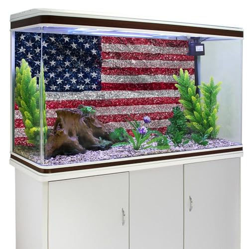30x18 in Glitter American Flag Aquarium Backdrop Vinyl Fish Tank Background - size: 30x18in/75x45cm