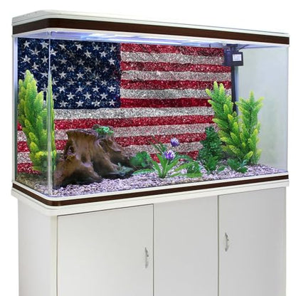 30x18 in Glitter American Flag Aquarium Backdrop Vinyl Fish Tank Background - size: 30x18in/75x45cm