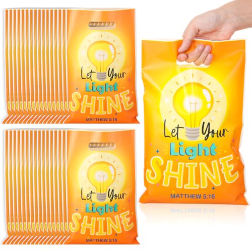 Panelee 100 Pcs Let Your Light Shine Gift Bags, Christian Goody Pouches - style: Let Your Light Shine