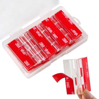 8 Pcs Clear Acrylic Small Hinges 45 x 38 mm Self Adhesive Mini Hinge Swing Clear Door Hinges Tiny Adhesive Hinge for Crafts Cabinet Drawer Jewelry Box DIY Display Plastic Box - size: 45 x 38 mm (1.75 x 1.5 inch)