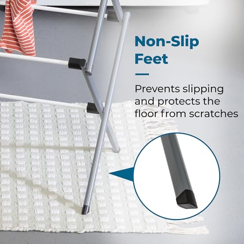 Honey-Can-Do 6-Tier Collapsible Steel Clothes Drying Rack, 24 ft, White | 6-tier steel rack with 24 ft of drying space folds flat to 3 in. Coated bars are gentle on delicates; 50 lb capacity. - color: White / Siver, size: 29" W