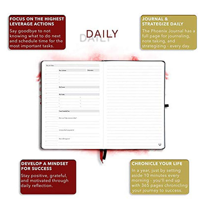 The Phoenix Journal - Quarterly Goal Planner, Daily Planner Journal & Organizer for Goal Setting, Productivity & Focus - Undated 12 Week Planner, Weekly & Monthly Planning, Habit Tracking - Hardcover - Black - color: Charcoal