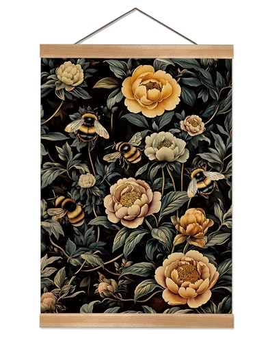 ZTGDA William Morris-Inspired Wall Art Poster, Vintage Bees Hanging Wall Painting Insect Buck Art, Mid-Century and Gothic Linen Canvas Poster for Living Room,Bedroom 12x16inch(Bees-02) - color: Bees-02