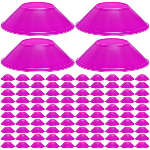100 Pcs Mini Soccer Cones for Sport Agility Disc Cones Soccer Training for Agility Drills Sports Football - color: Purple