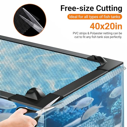 Magnetic Aquarium Lid Fish Tank Top Cover Hood Anti-Jumping Mesh Net for Fishs Tank Top Cover to Protect Fishes Jumping Out of for up to 40 Gallon Fish Tank