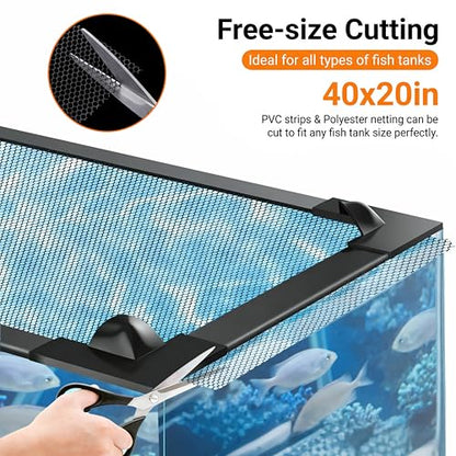 Magnetic Aquarium Lid Fish Tank Top Cover Hood Anti-Jumping Mesh Net for Fishs Tank Top Cover to Protect Fishes Jumping Out of for up to 40 Gallon Fish Tank