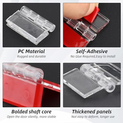 15 Pcs Acrylic Hinges and Self-Adhesive Latch Buckles Kit,Transparent Plastic Adhesive Hinge for Aquarium Lid,Crafts Display Stand, DIY Clear Container,Acrylic Box,Cabinets,No-Drill Installation