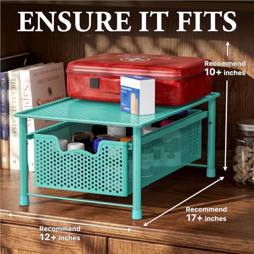 Simple Houseware Stackable Cabinet Basket Drawer Organizer, Turquoise - color: Turquoise, size: 1-Tier