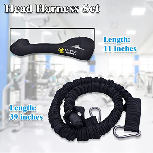 J Bryant Neck Harness Head - Weight Lifting with Resistance Tube Bands - Door Anchor Set Adjustable Neck Training Strap Exercise Equipment - color: Black-L(23"-25")