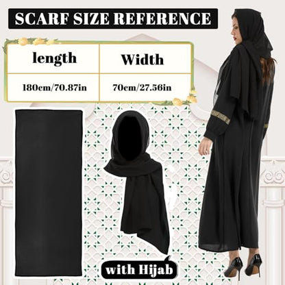 GYQMBT Womens Muslim Printed Abaya,Long Sleeve Zipper Islamic Robe Prayer Clothes with Hijabs - color: Black, size: X-Large