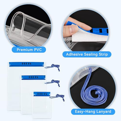 HEETA 5-Pack Clear Waterproof Dry Bag Pouch Document Holder for Phone Maps | Water Tight Case for Camera Document, Screen Touchable for Boating Kayaking Paddle Board Swimming Beach Waterpark Fishing - color: Blue