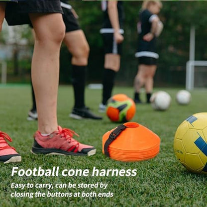 Football Cone Straps Foldable Disc Carrier Harness | 4 Pieces Portable Reusable Sports Cone Straps for Outdoors, Daily, Exercise, Football, Workout