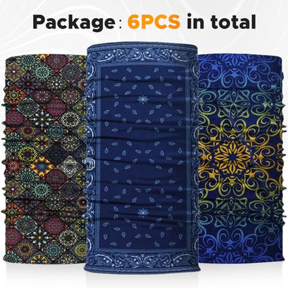 JOEYOUNG Headwear, Bandana, Neck Gaiter Head Wrap Headband Balaclava Magic Scarf - color: A-blue Boho