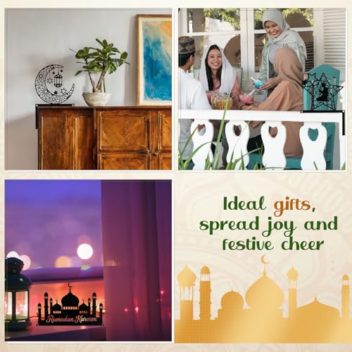 Blulu 3 Pcs Ramadan Door Decoration Metal Ramadan Mubarak Door Topper Eid Mubarak Frame Decoration for Islamic Muslim Cabinet Shelf Window Wall Home Office Kitchen Decor(Eid) - style: Eid