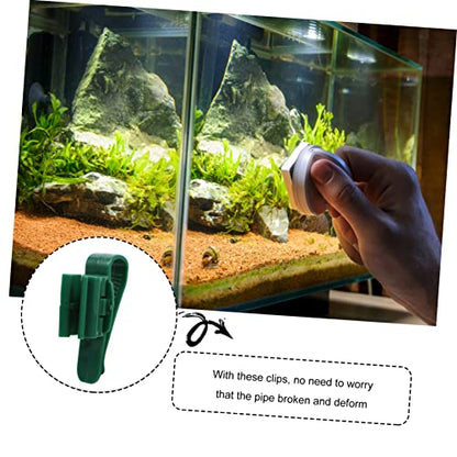 4pcs Securing Clip Nozzle Clog Pliers Rim Sponge Pond Net Holder Tank Canister Aerator Filters Aquarium Dosing Fishing Hook Cleaner Hose Pipe Hooks Clamps Pump Water Green Plastic