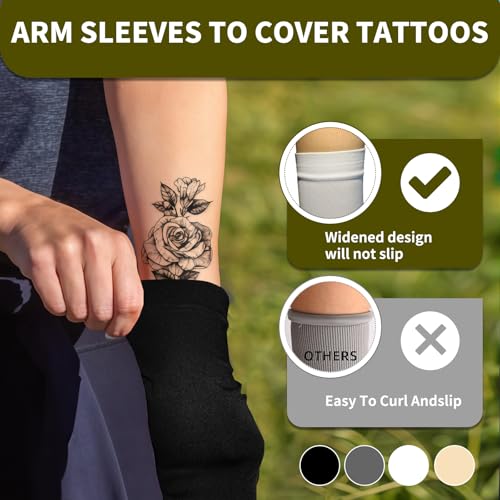 4 Pairs Arm Sleeves to Cover Arms for Men & Women,UV Sun Protection,Cooling Sports Compression,Tattoo Cover Up Sleeve - color: 2 White+2 Gray