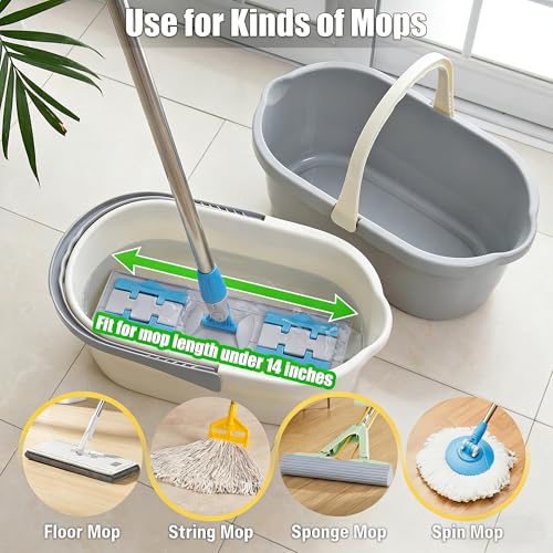 Compact Mop Bucket with Handle, Rectangular Cleaning Bucket and Caddy for Cleaning Supplies, 10L, Grey - color: Gray
