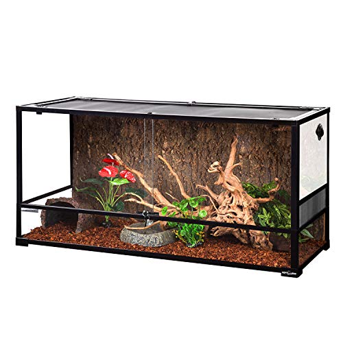 REPTI ZOO 85 Gallon Large Reptile Tank, Wide & Tall Tempered Glass Large Reptile Terrarium 47.2" x 17.7"x 23.6" for Tortoise Snake, Top Screen Ventilation & Anti Escape Lid - size: 47.2" x 17.7"x 23.6"(85 Gallon)
