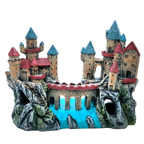 M2cbridge Antique Roman Column Ruins European Castle Aquarium Decorations Fish Tank Hideout Rocks (Large Castle) - color: Large Castle