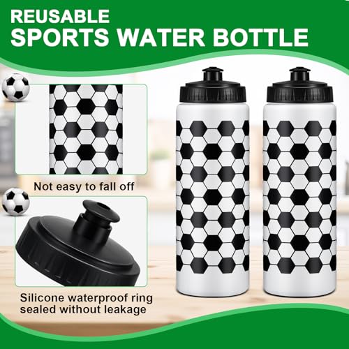 Yaomiao 12 Pcs Soccer Water Bottles Bulk 20 oz Reusable Squeeze Water Bottles Sports Ball Cup Accessories for Sports Party Team Gifts