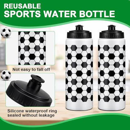 Yaomiao 12 Pcs Soccer Water Bottles Bulk 20 oz Reusable Squeeze Water Bottles Sports Ball Cup Accessories for Sports Party Team Gifts