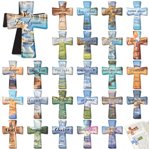 50PCS Cross Bible Magnetic Bookmarks, Christian Bookmark for Reading Marks - style: Scenery