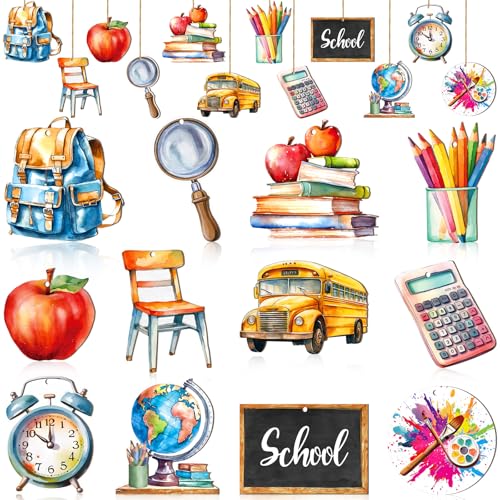 36 Pcs Back to School Ornaments for Tree Wooden Hanging Decorations - style: Watercolor Back to School