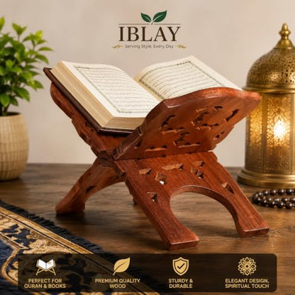 Beautifully Hand Carved Quaran Holy Geeta Bible Holder Support Stand Reading Book Holder Display Folding Religious Prayer (Bood Stand 2) 10x4.5 Inch - style: Bood Stand 2