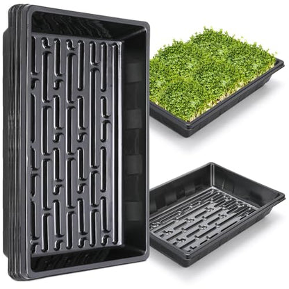 Sckee Upgraded 5 Pack Plant Growing Trays Seed Starting Tray Microgreens Growing Trays Seedling Plant Germination Starter Tray Transplant Fodder Flats, No Holes, No Leakage, Reusable (1017) - size: 1017