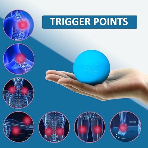 Dual-Sized Massage Ball Set – Premium Lacrosse Ball for Myofascial Release, Yoga Therapy & Trigger Point Massage Ball for Muscle Knots and Deep Tissue Pressure – Light Blue