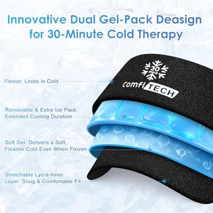 ComfiTECH Dual-Gel Elbow Ice Pack Wrap, Multi-Use Ice Pack for Elbow, Arm, Knee and Calf, Flexible Ice Sleeve for Tennis Elbows, Golfers Arm, Muscle Relaxation, Medium - size: M-Dual-Gel