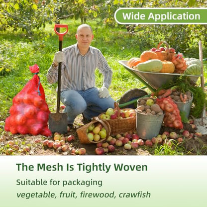 Extra Large Mesh Produce Bags 60 lbs Reusable Onion Sacks Vegetable Storage Bags Washable Net Bag 21” x 32” for Onion Potato Firewood Crawfish, Pack of 10